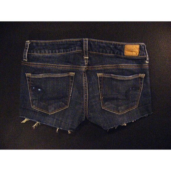 American Eagle Womens CUTOFF JEAN SHORTS Low Rise Sequin Pockets W 28 MEASURED - Picture 3 of 10